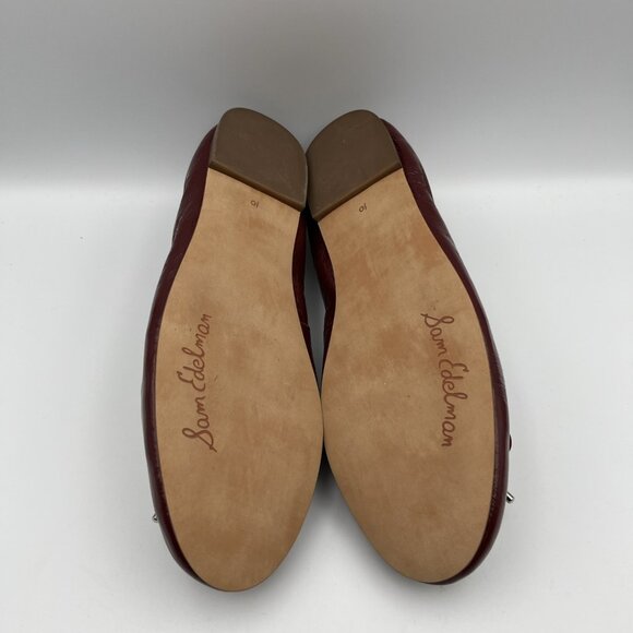 Sam Edelman Women’s Size 10 Felicia Flats Burgundy Red EUC Bow Fitted Signed - Picture 2 of 3